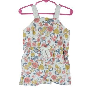 Tommy Bahama White Floral Romper Eyelet Lace Straps Kids Sz 24M Preppy Summer